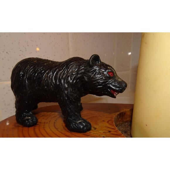 Vintage Log Slice Black Bear Candle Holder rustic primitive cabin decor man cave - Picture 3 of 13